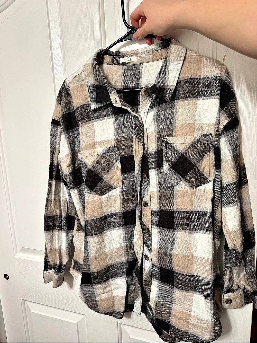Maurices Women's Plaid Button Down Shirt Brown & Black XXL Like New